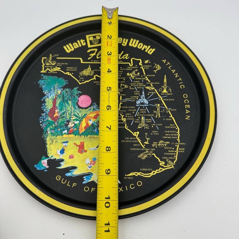 Vintage Walt Disney World Florida Souvenir Metal Tray 1970s Map Collectible - Picture 5 of 5